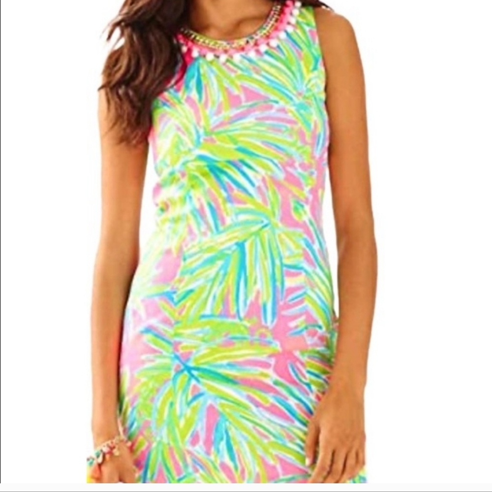 Lilly Pulitzer Mila Shift Dress Tiki Pink Royal Lime Size 8 Nwt